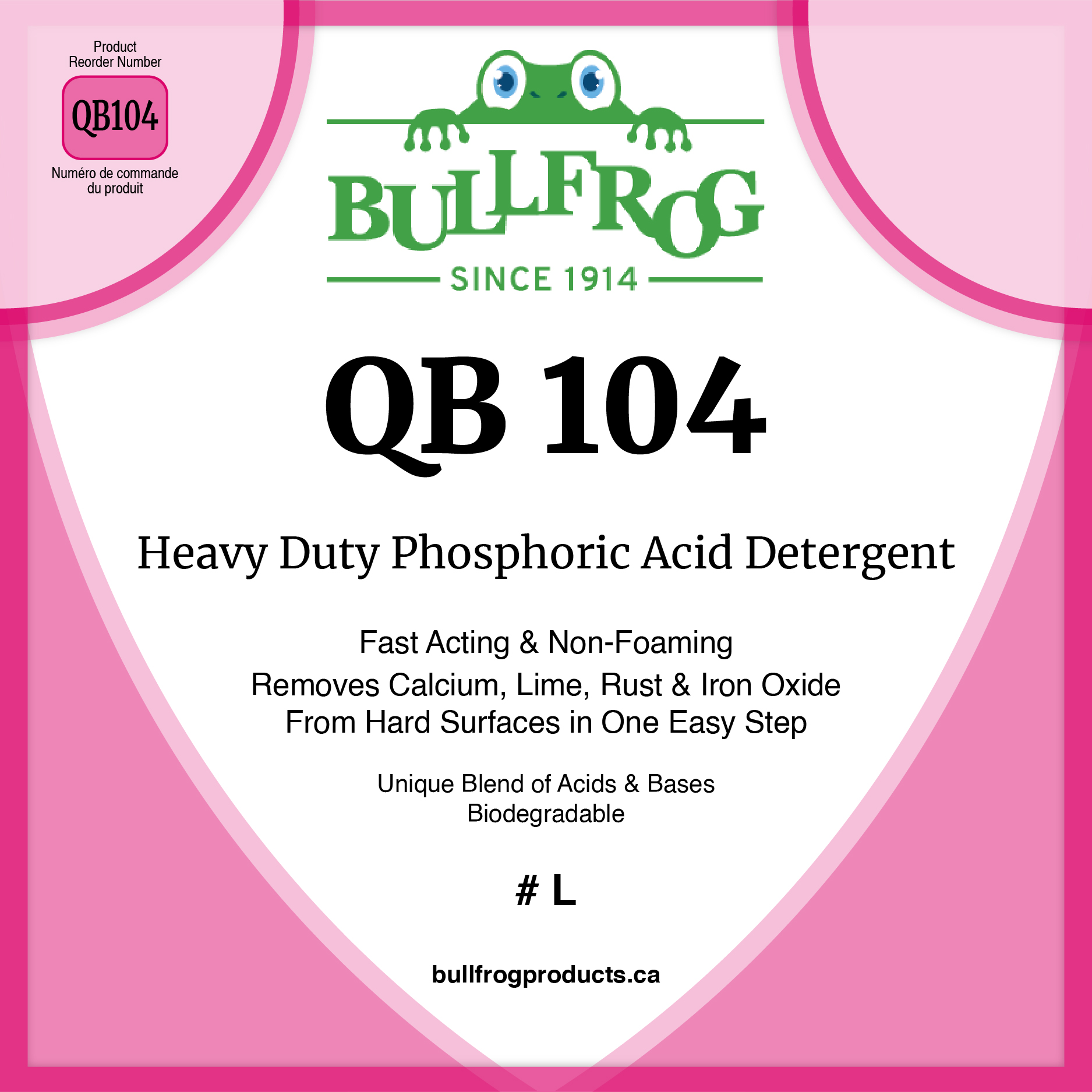 QB 104 Front Label image and 1L squeeze bottle image